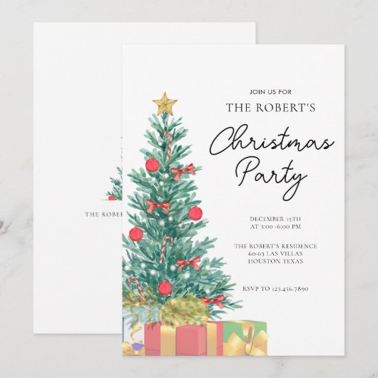 Custom Branded Elegant Christmas Party Uitnodiging (Voorkant / Achterkant)