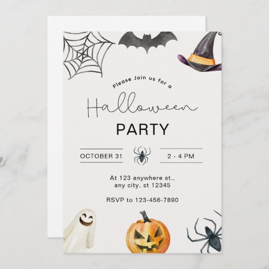 Custom Branded Elegante Volwassen Halloween Party Kaart (Voorkant / Achterkant)