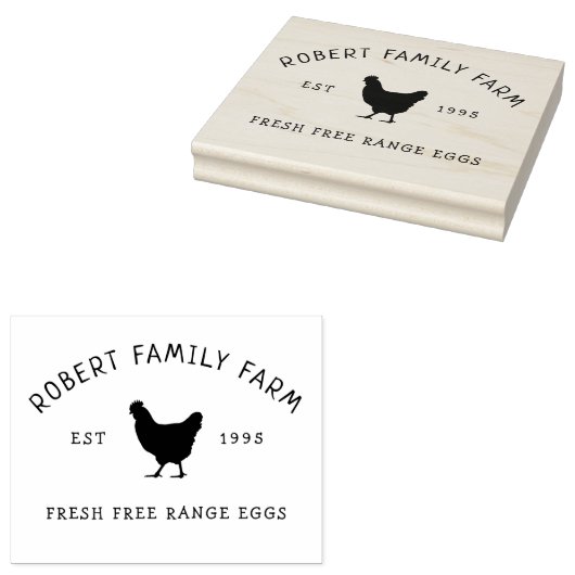 Custom Branded Family Boerderij | Ei Kartonnen Ste Rubberstempel (Gestempeld)