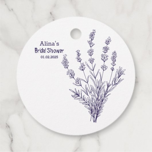 Custom Branded Franse lavendel bloemen Bedankjes Labels (Achterkant)