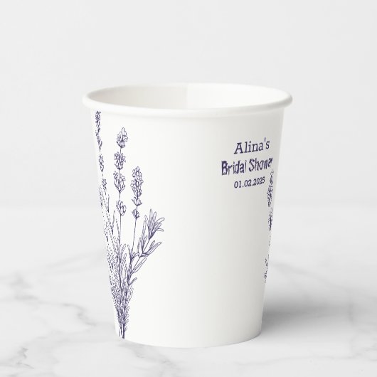 Custom Branded Franse lavendel bloemen Papieren be Papieren Bekers (Links)