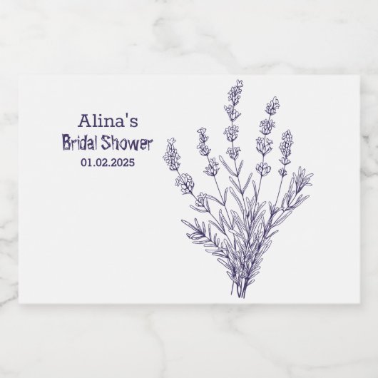 Custom Branded Franse lavendel bloemen Sparkling Wijnetiket (Enkel label)