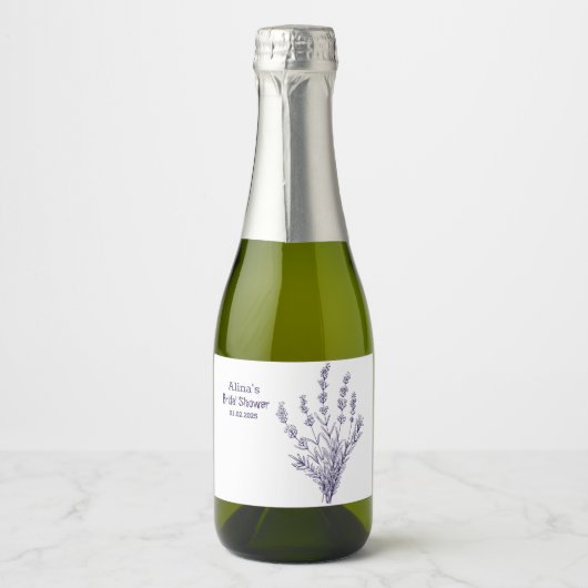 Custom Branded Franse lavendel bloemen Sparkling Wijnetiket (Voorkant)
