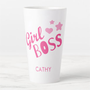 Custom Branded Girl Boss Fun Typography Roze Latte Mok