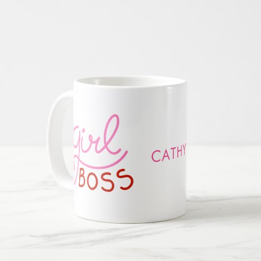 Custom Branded Girl Boss Funky Hearts Naam Koffiemok (Voorkant links)