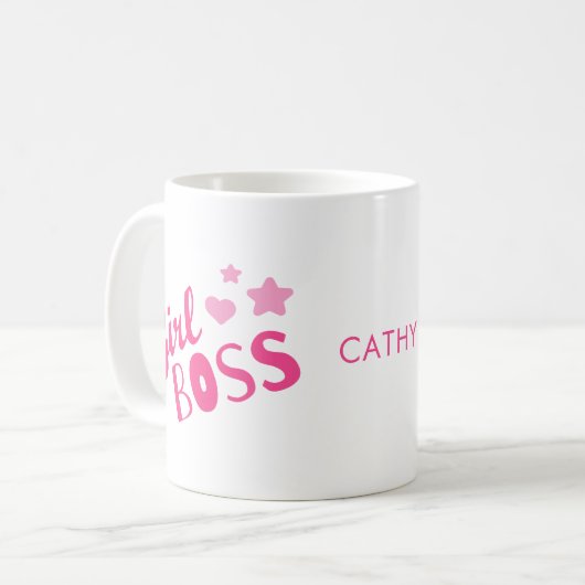 Custom Branded Girl Boss Hearts Naam Koffie Mok (Voorkant links)