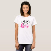 Custom Branded Girl Boss Script Hearts Roze Zwart T-shirt (Voorkant volledig)