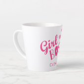Custom Branded Girl Boss Typografie Roze Harten Latte Mok (Linkerhoek)