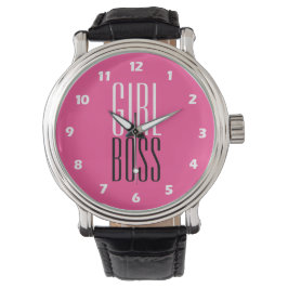 Custom Branded Girl Boss Typografie Roze Kleur Horloge
