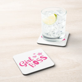 Custom Branded Girl Boss Typografie Roze Zwart Bier Onderzetter