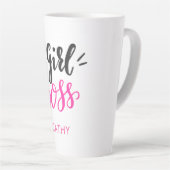 Custom Branded Girl Boss Typografie Roze Zwart Latte Mok (Rechterhoek)