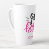 Custom Branded Girl Boss Typografie Roze Zwart Latte Mok (Linkerhoek)