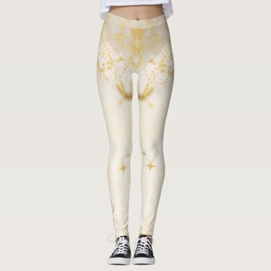 Custom Branded Gold Resin Esthetische Quotes Leggi Leggings (Voorkant)