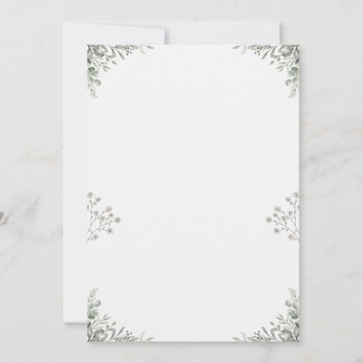 Custom Branded Grey Floral Waterverf Bruiloft Kaart (Achterkant)