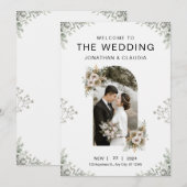 Custom Branded Grey Floral Waterverf Bruiloft Kaart (Voorkant / Achterkant)