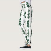 Custom Branded Groen Beige Handgetekende Kerstmis Leggings (Links)