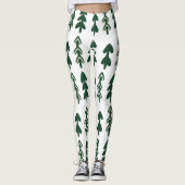 Custom Branded Groen Beige Handgetekende Kerstmis Leggings (Voorkant)