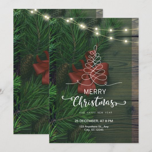 Custom Branded Groen Eenvoudig Vrolijk Kerstfeest Kaart (Voorkant / Achterkant)