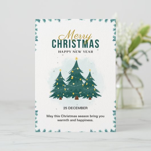 Custom Branded Groen Modern Merry Christmas Kaart (Staand voorkant)