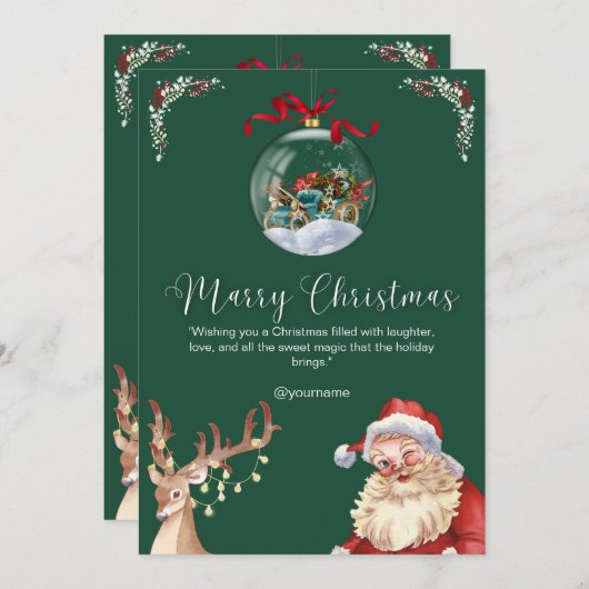 Custom Branded Groen Wit Nieuw trouwen Kerstmis Kaart (Voorkant / Achterkant)