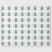 Custom Branded Groen Zwart Kerstmis Cadeaupapier (Vlak)