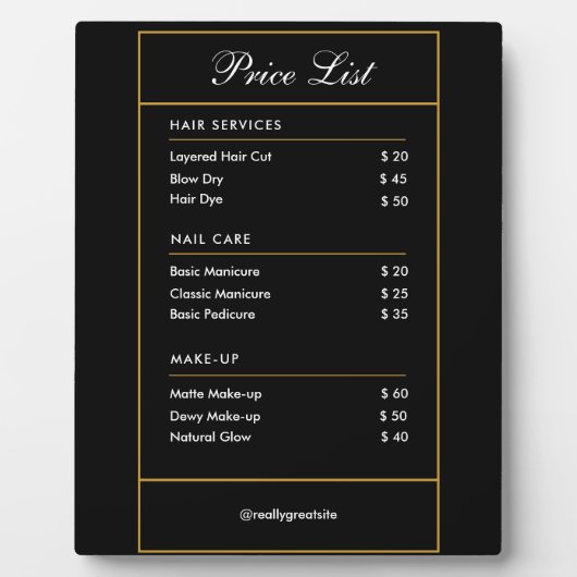 Custom Branded Hair Services Schoonheidssalon Prij Fotoplaat (Voorkant)