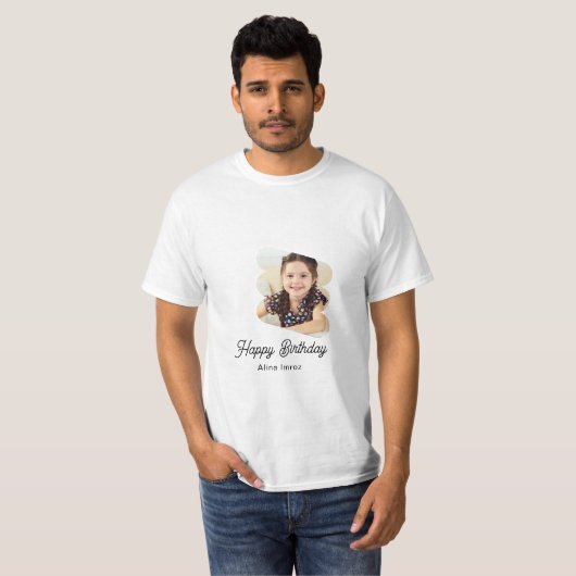 Custom Branded Happy Birthday Foto T-shirt (Voorkant volledig)