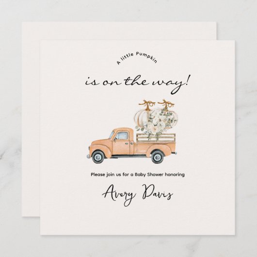 Custom Branded Herfst Pumpkin Baby shower (Voorkant / Achterkant)