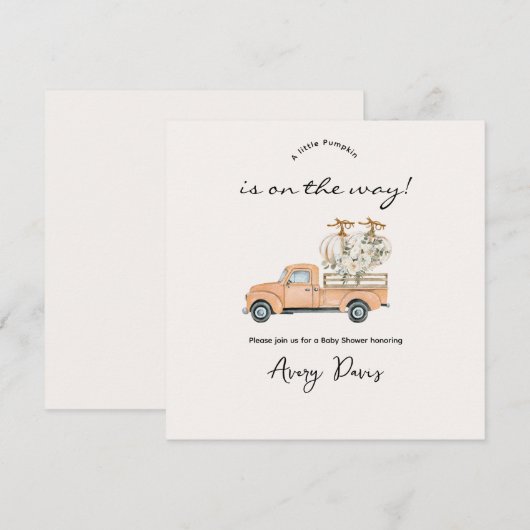 Custom Branded Herfst Pumpkin Baby shower Invitati Bedankkaart (Voorkant / Achterkant)