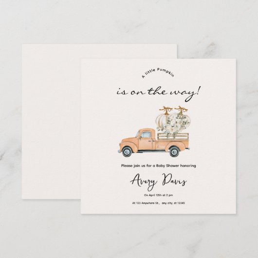 Custom Branded Herfst Pumpkin Baby shower Invitati Save The Date (Voorkant / Achterkant)