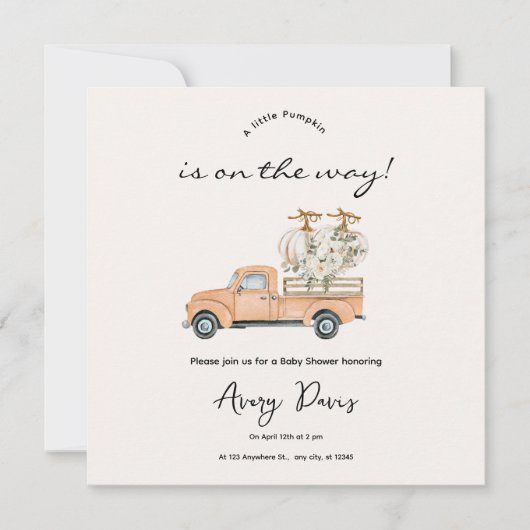 Custom Branded Herfst Pumpkin Baby shower Invitati Save The Date (Voorkant)