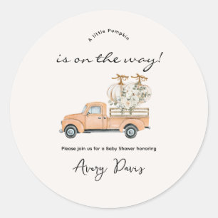 Custom Branded Herfst Pumpkin Baby shower Ronde Sticker