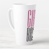Custom Branded Meisje Boss Hot Roze Zwart Typograf Latte Mok (Linkerhoek)