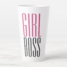 Custom Branded Meisje Boss Hot Roze Zwart Typograf Latte Mok