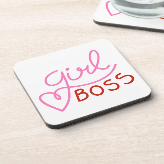 Custom Branded Meisje Boss Roze Harten Bier Onderzetter (Linkerzijde)