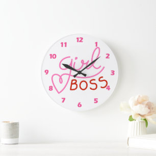 Custom Branded Meisje Boss Roze Rood Grote Klok