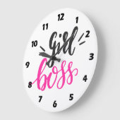 Custom Branded Meisje Boss Roze Zwart 10.75" Rond Grote Klok (Hoek)