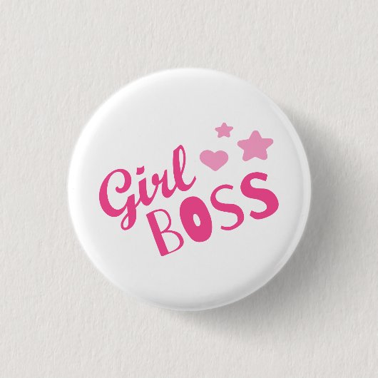 Custom Branded Meisje Boss Stijlvolle Roze Harten Ronde Button 3,2 Cm (Voorkant)