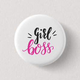 Custom Branded Meisje Boss Stijlvolle Roze Zwart B Ronde Button 3,2 Cm
