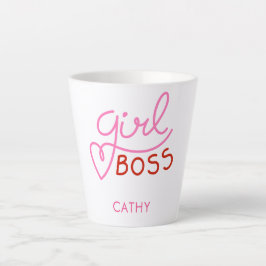 Custom Branded Meisje Boss Typografie Roze Rood Ha Latte Mok