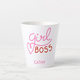 Custom Branded Meisje Boss Typografie Roze Rood Ha Latte Mok