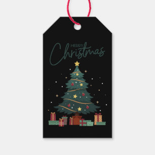Custom Branded Merry Christmas Tree Zwart Cadeaulabel