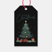 Custom Branded Merry Christmas Tree Zwart Cadeaulabel (Achterkant)