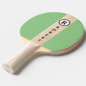 Custom Branded Monogrammed Houten Kleur Streep Tafeltennisbatje (Voorkant Gekanteld)