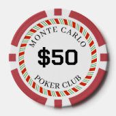 Custom Branded Monte Carlo Glad $50 14 Gram Poker Chips (Voorkant)