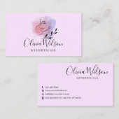 Custom Branded Paarse en Roze Esthetician Visitekaartje (Voorkant / Achterkant)
