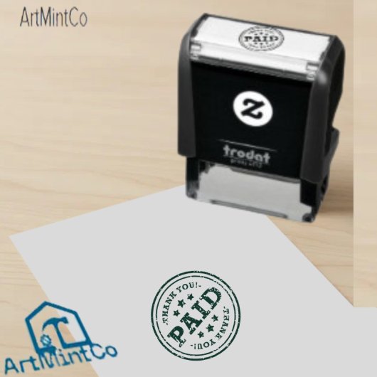 Custom Branded PAID Basic Office or Business Bank Zelfinktende Stempel