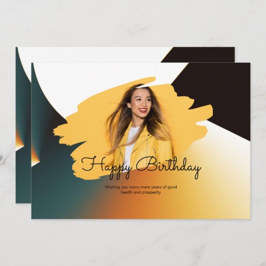 Custom Branded Photo Happy Birthday Flat Feestdagenkaart (Voorkant / Achterkant)