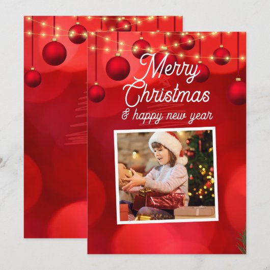 Custom Branded Red Merry Kerstmis Gelukkig Nieuwja Feestdagenkaart (Voorkant / Achterkant)