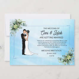 Custom Branded Romantische bloemenbruiloft uitnodi Kaart